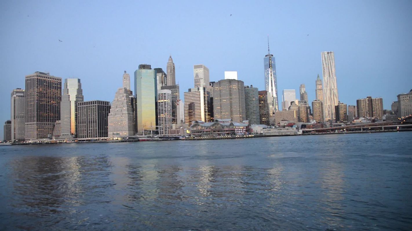 New York City Financial District At Sunrise From Brooklyn Heights